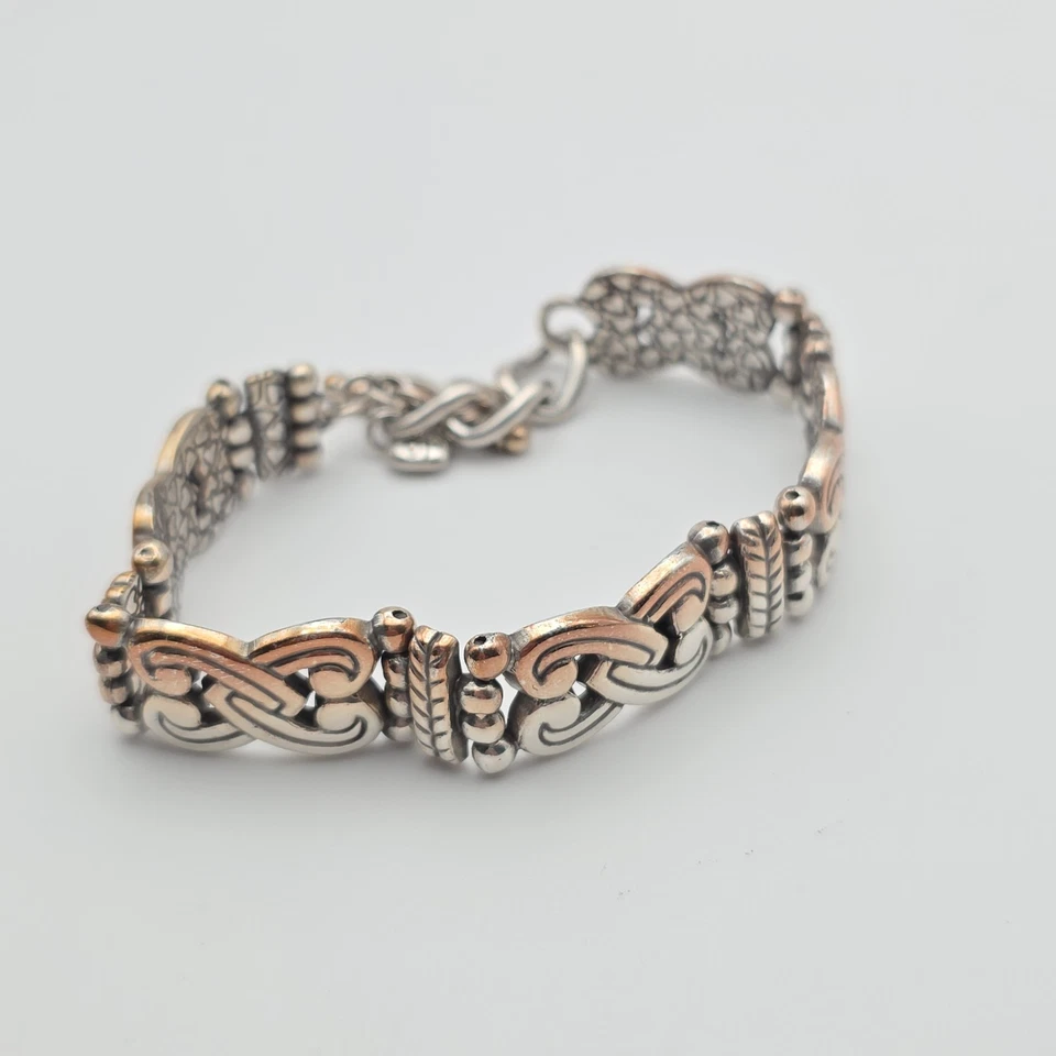 Brazalete de eslabones corazones entrelazados Brighton placa de plata de 2 tonos 7,5" ¡ENVÍO GRATUITO DE $!! Foto 2 de 4