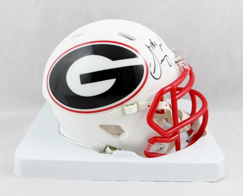 Sony Michel Autographed Signed Georgia Bulldogs AMP Speed Mini Helmet - Beckett Auth *Black 