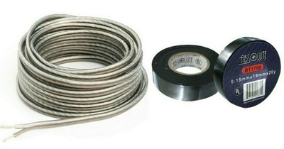 Absolute USA S16G25 16 Gauge 25 Feet Clear Speaker Wire and 3/4'' x 60' FT