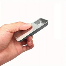 Mini Small Metal Storage Tin Rectangle Slide Craft Jewellery Pills Drugs Silver