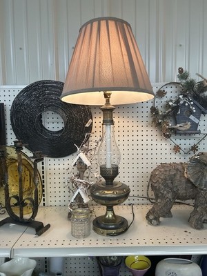 Antique Brass Oil Lamp that has been converted to an Electric Lamp