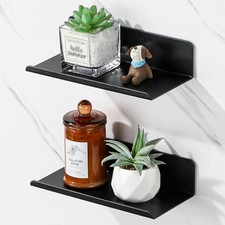 Floating Shelves for Wall Storage, 8 Inch Adhesive Wall Shelves for 8" Black