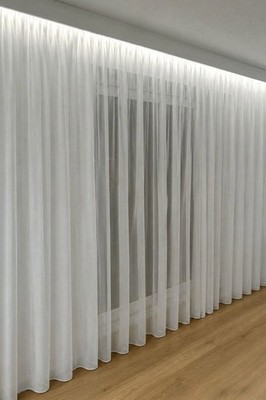 Weiße Voile Gardine Uni Transparent Netz Fertig 220x500cm Scheibengardine