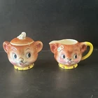 Vintage 1950’s Enesco Anthropomorphic “Lil Bear” Cream & Sugar Dishes