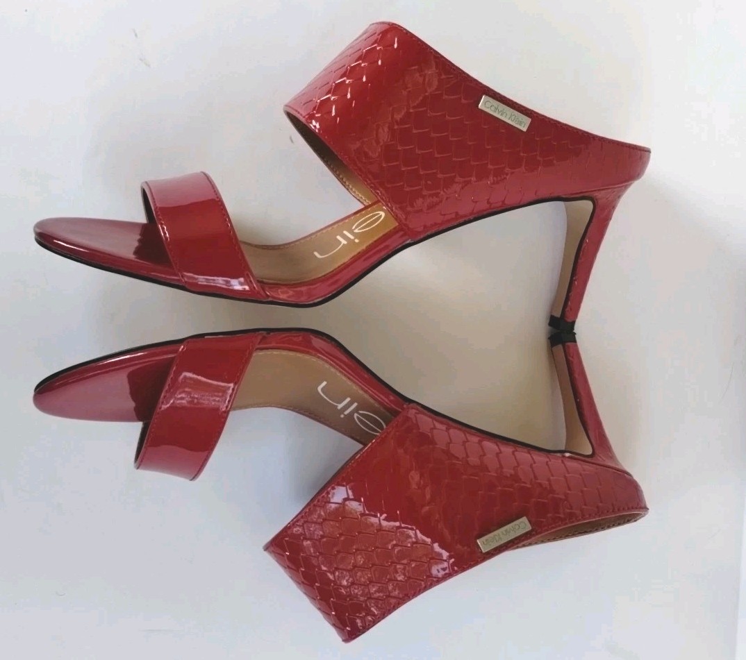 Calvin Klein CECILY Python  Cherry Red Patent Lea… - image 5