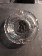 Vintage Super 8 Motel Ashtray Clear Glass with  Black Logo 3.5" × 3.5" Square