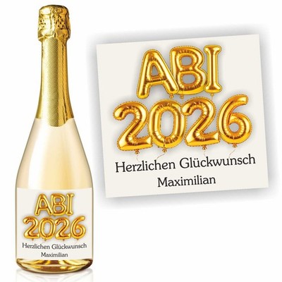 Aufkleber Flaschenetikett  Abi Herzlichen Glückwunsch Ballons personalisiert