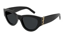 Saint Laurent SL M94 001 Black Gold Dark Grey Lenses Sunglasses CatEye