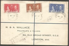 BRITISH VIRGIN ISLANDS 1937 GVI Coronation First Day Cover Registered Road Town