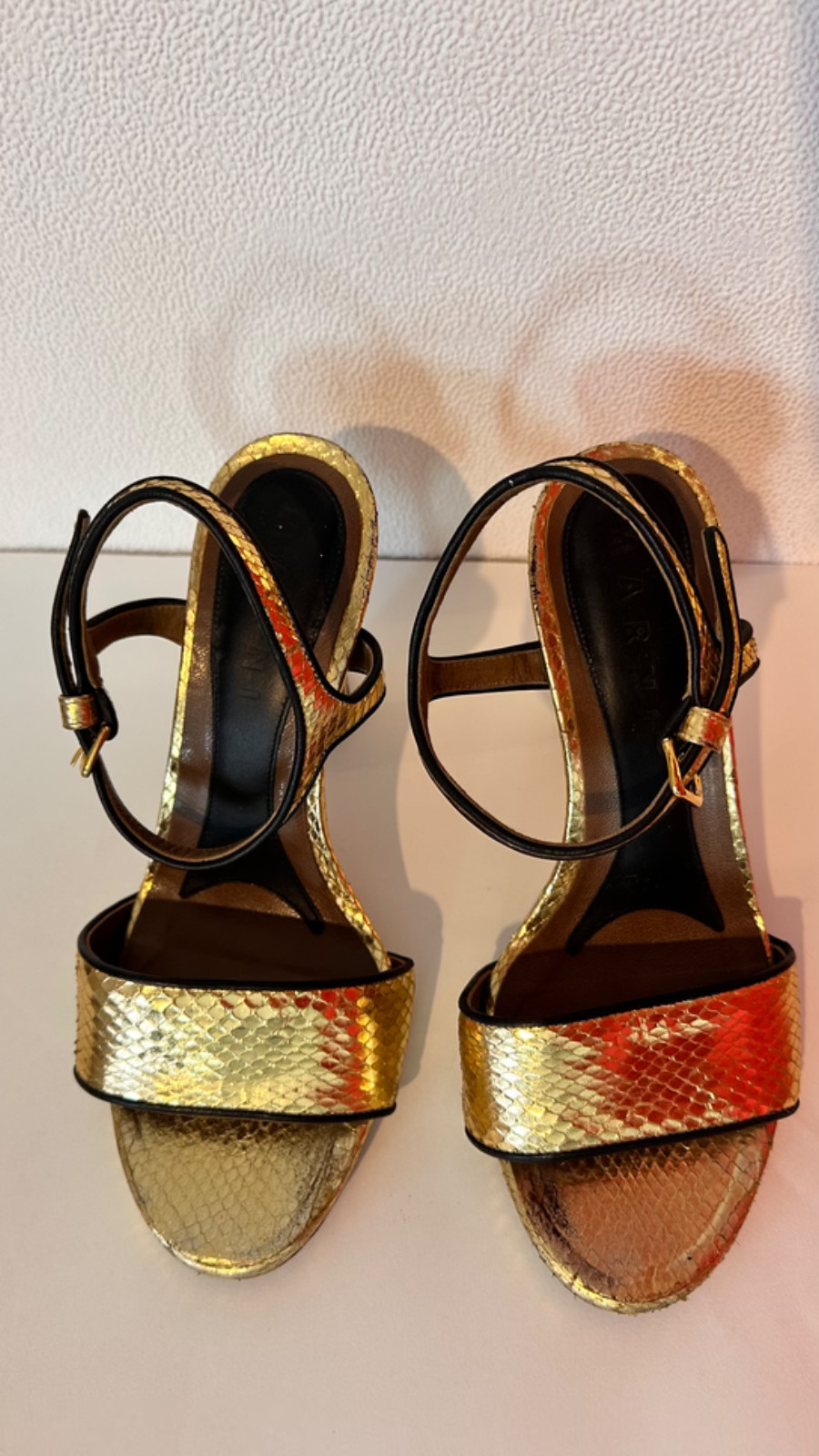 Marni Gold shoes / Python- effect platform heels … - image 5