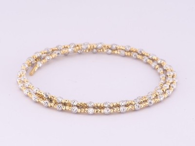 18K Gold Dual Tone White and Yellow Gold Flexi Bangle Bracelet 4.71g R2071