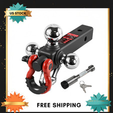 Trailer Hitch Tri-ball Mount With Swivel Tow Shackle And Tow Hook Fits For 2-i Trailer Hitch Tri-ball Mount With Swivel Tow Shackle And Tow Hook Fits For 2-i