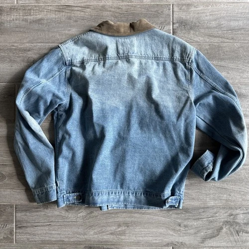 Banks Journal Denim Jacket Size Large Corduroy Collar Vintage Fade image 3