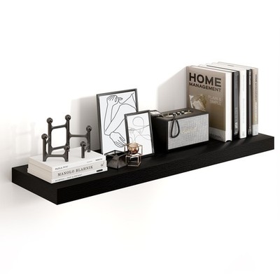 36'' Black Floating Wall Shelves - 10'' Deep, Invisible Brackets, Multi-Use Decor
