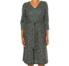 Shelby & Palmer Tweed A-Line Day Dress Size 14 Black White Turquoise NWT $99.99