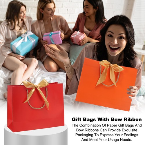 12Pcs, 12.6x4x9.8'' Gift Bags with Bow Ribbon Medium with Handles Sky Blue - Picture 5 of 7