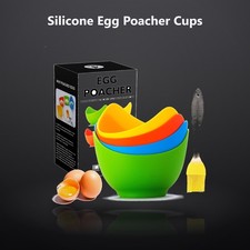 Silicone Egg Poacher Cups, 4 Pack with Stable Ring Base | Make Poached Eggs E...