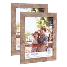 Rustic Barnwood Picture Frames 11x14 - Set of 2 - Natural Reclaimed Wood Real...