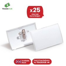 Pack of 25 Durable Click Fold Name Badges with Clip Secure & Professional Design