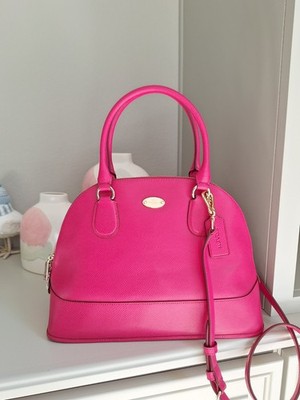 Coach Pink Ruby Crossgrain Leather Satchel Handbag Crossbody