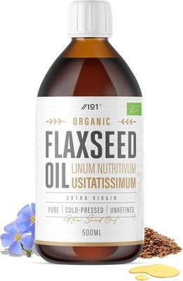 ALPHA01 Organic Flaxseed Oil 500ml – Extra Virgin & Cold Pressed (Pack of 1)