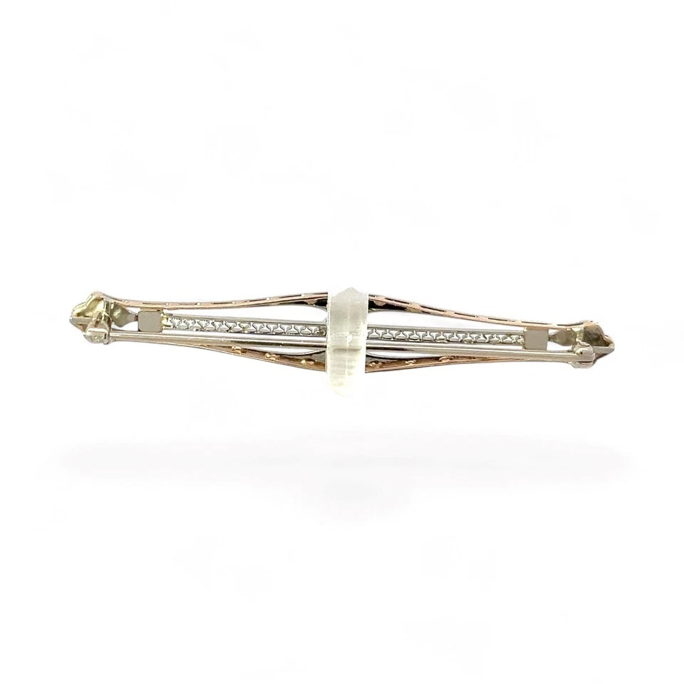 14k White and Rose Gold Brilliant Cut Diamond Antique-Style Brooch (KS1027739) - Image 3 of 4