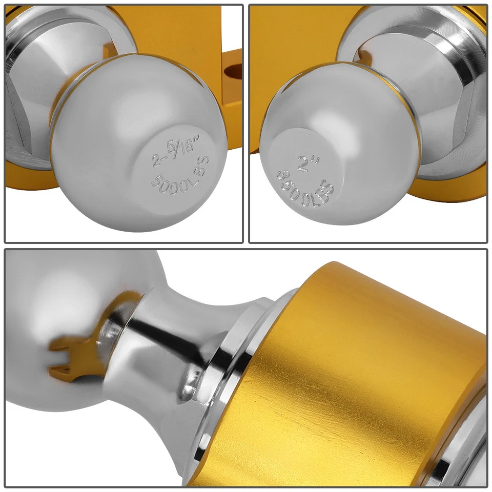 Aluminum Dual Ball 6" Drop/Rise Adjustable Trailer Tow Hitch 2" Receiver Gold - Image 3 of 4