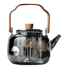 Glass Teapot Stovetop Tea Kettle Blooming and Loose Leaf Tea