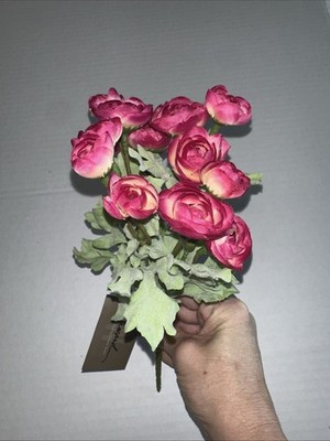 Winward Mini Ranunculus Bush 10.63  Faux Florals NEW