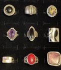 Lot of 9 Vintage- Modern  Designer Style Gemstone 925 Sterling Silver Rings  65g