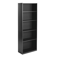 Five-Shelf Adjustable Bookcase Black Oak