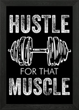 HUSTLE MUSCLE BIG Framed Wall Art Poster Canvas Print Picture