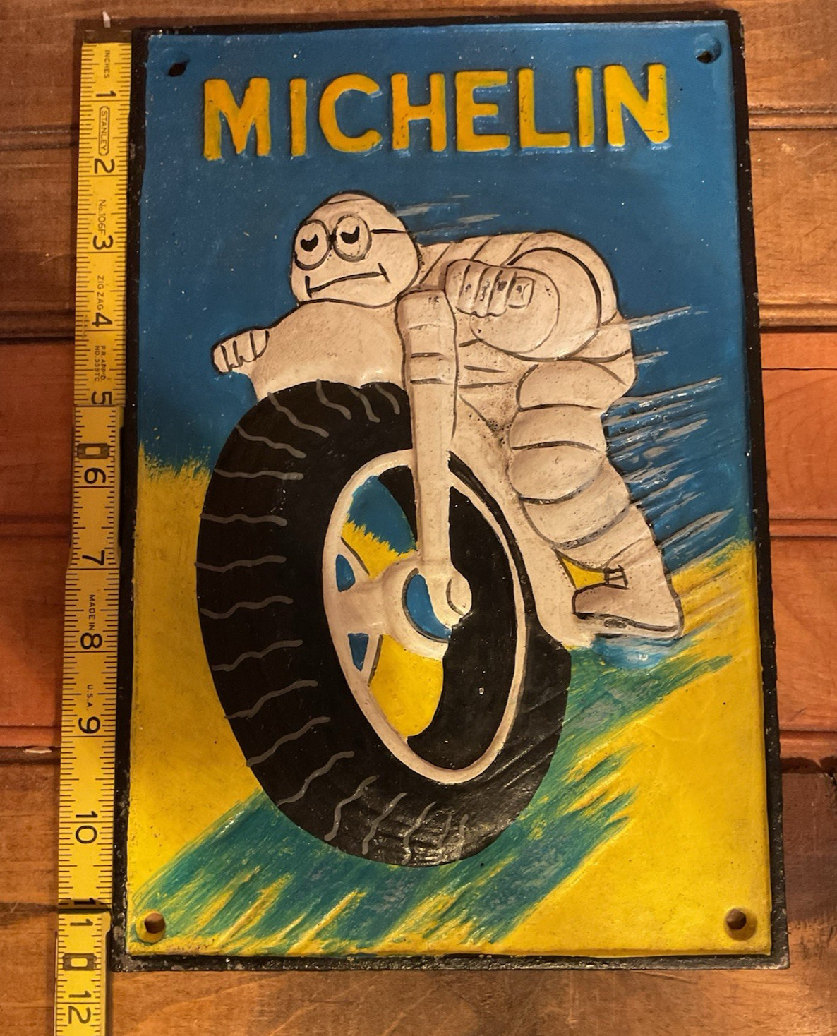 12"x8" Heavy Cast Iron Rustic Style Michelin Man /Tire Sign...Ships Free
