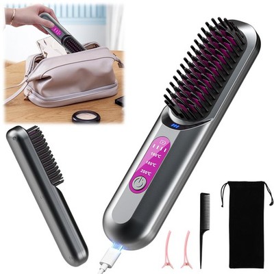 Tragbare Glättungsbürste für Haarstyling,Beheizte Stylingbürsten für Reisen Deko