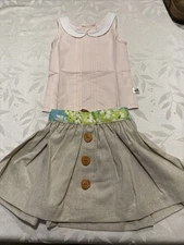 2T Sweet Honey Clothing Co Boutique Button Back Sleeveless Top W/suspender Skirt