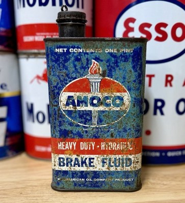 Rare Vintage Amoco Heavy Duty Brake Fluid Can 16oz Empty