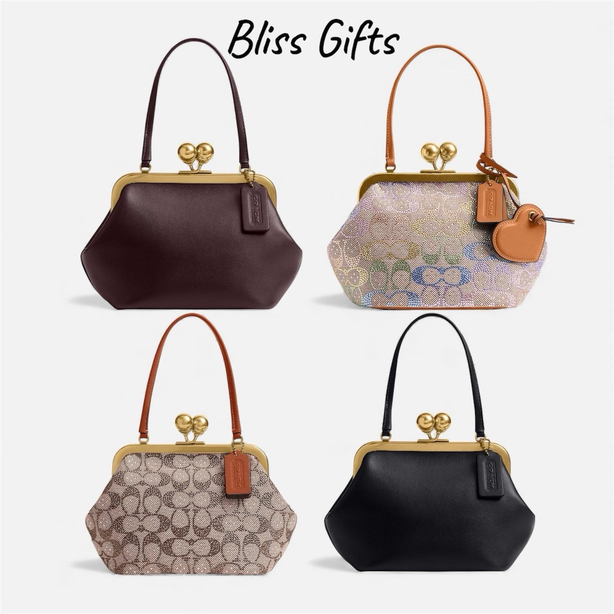 入手困難✨ COACH コーチ ケース 小物入れ 金魚 派手 ゴールド Coach Kisslock Frame Bag 16 Rainbow Candy Crystal/ Black/ Brown