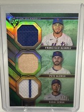 2024 Topps Triple Threads Triple Relic Combo, Alonso, Alvarez, Senga, Mets /18