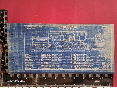 FRISCO LINES SL-SF RAILROAD 4-6-2 LOCOMOTIVES #1000-#1009 BLUEPRINT DATA DRAWING