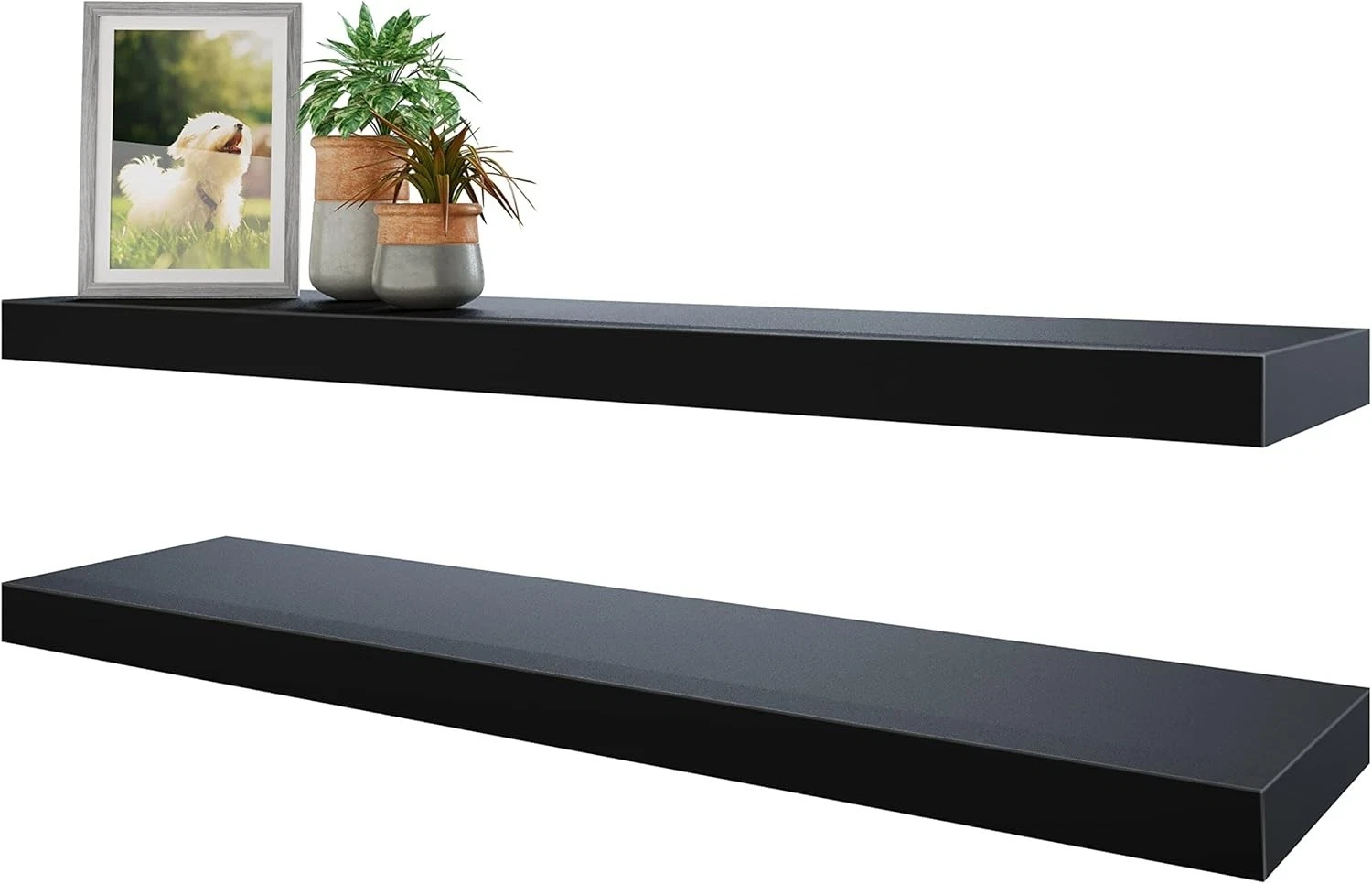 Floating Shelves 31W x 8D Black Wall Mounted Wooden Shelves W/ Invisible