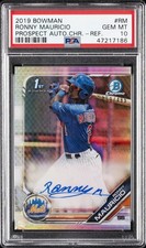 2019 BOWMAN PROSPECT AUTOS CHROME REFRACTOR RONNY MAURICIO 59/499 PSA 10 AUTO