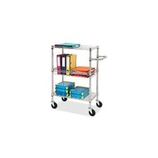 Lorell 3-tier Rolling Carts - 4 Caster - Steel - 18" X 30" X 40" - Chrome