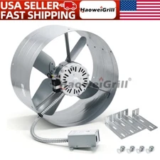 15" Gable Mount Vent Attic Fan,1650CFM,1075RPM 2500 Sq.Ft Adjustable Thermostat