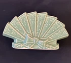 McCoy Vintage Green Fan Pottery Planter with Bow