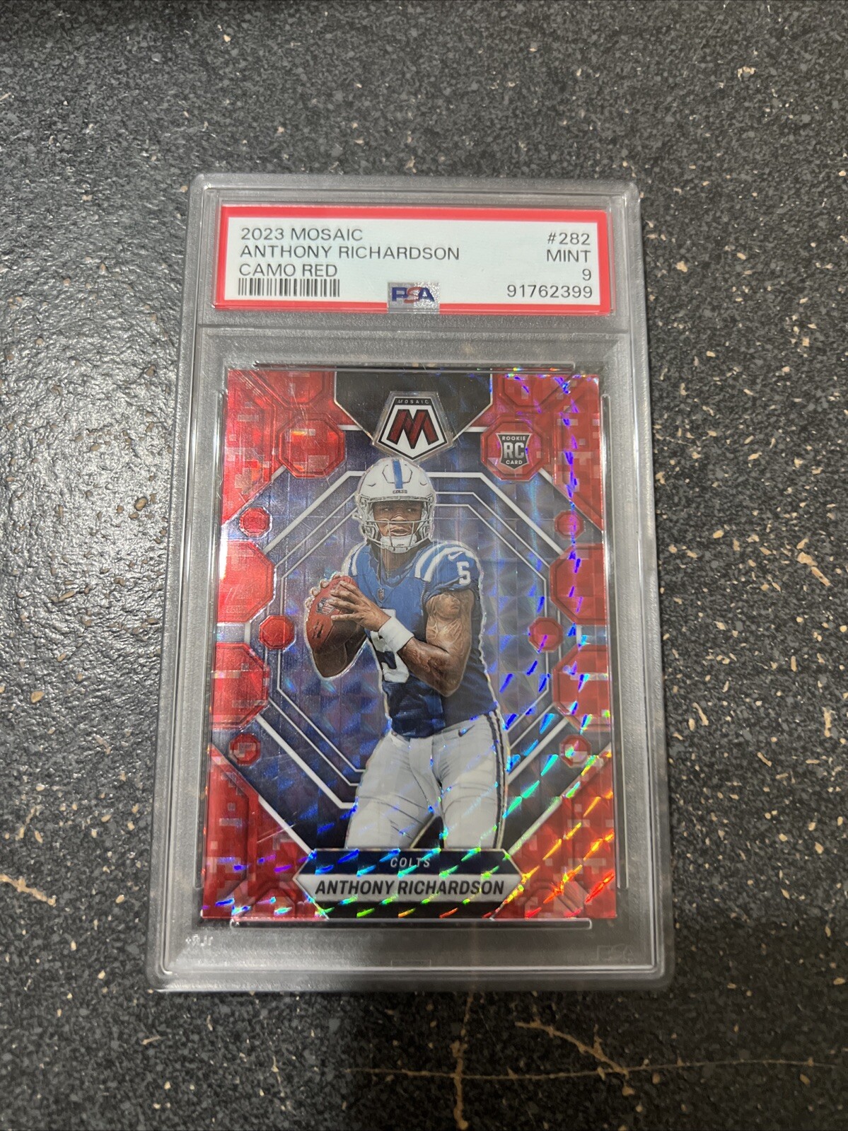 Anthony Richardson 2023 Panini Mosaic Camo Red Prizm RC #282 Colts PSA MINT 9
