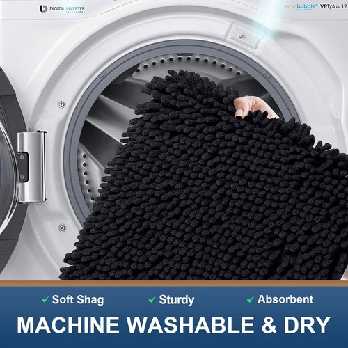 Smiry Luxury Chenille Bath Rug 30''x20'', Extra Soft and 30'' x 20'', Black - Picture 5 of 8
