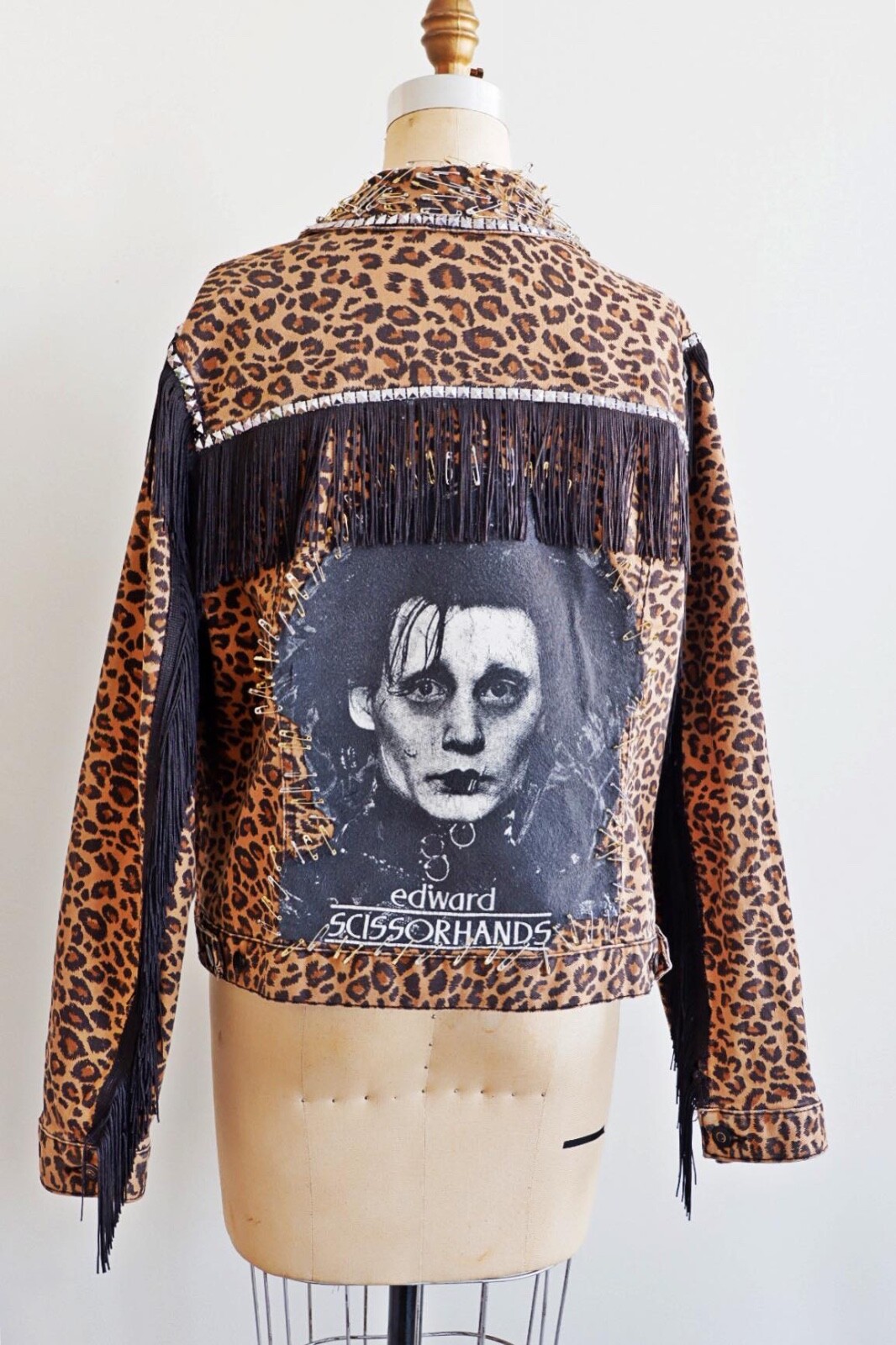 Edward Scissor Hands Punk Leopard Safety Pin Jacket w… Gem
