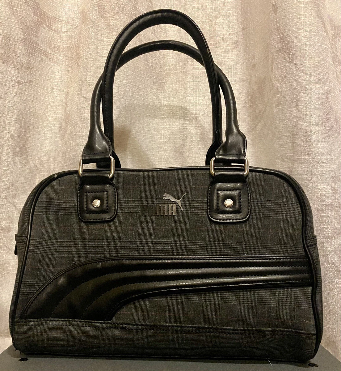 Vintage Puma HandBag -Black-Gold 16x10x7. (A3) | eBay