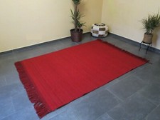 Teppich, Kelim, unbehandelte Schurwolle, Wollteppich handgewebt, Dunkelrot mel.