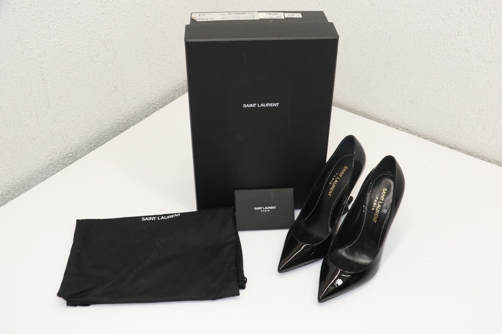 Décolleté Saint Laurent Opyum 110 in pelle nera con tacco YSL taglia 35 5 US 5 5